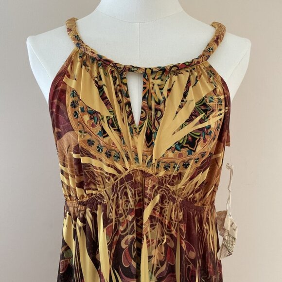 Vintage Y2K One World Baby Doll Dress Women's Large Yellow Abstract Fairy NWT - Picture 2 of 13